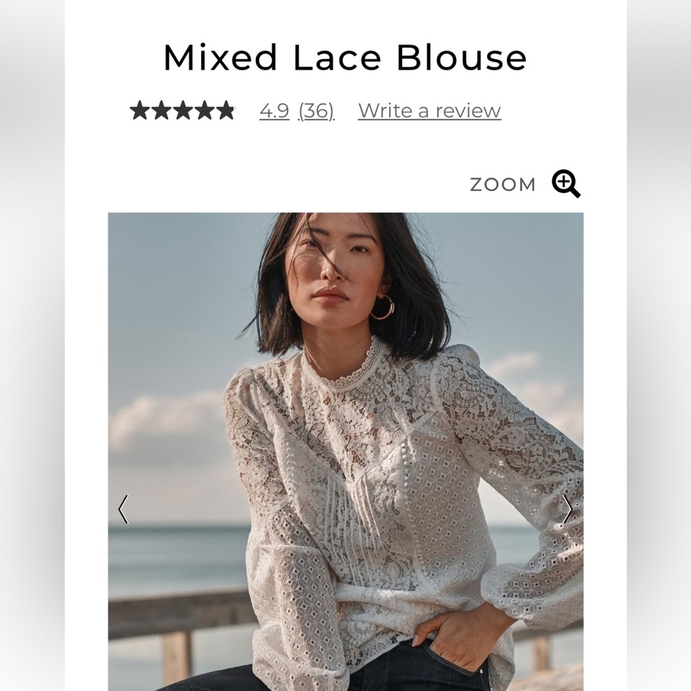 NWT White House Black Market Mixed Lace Blouse